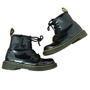 Dr. Martens 1460 Glitter Boots Black Patent Side Zip Youth Size 12
